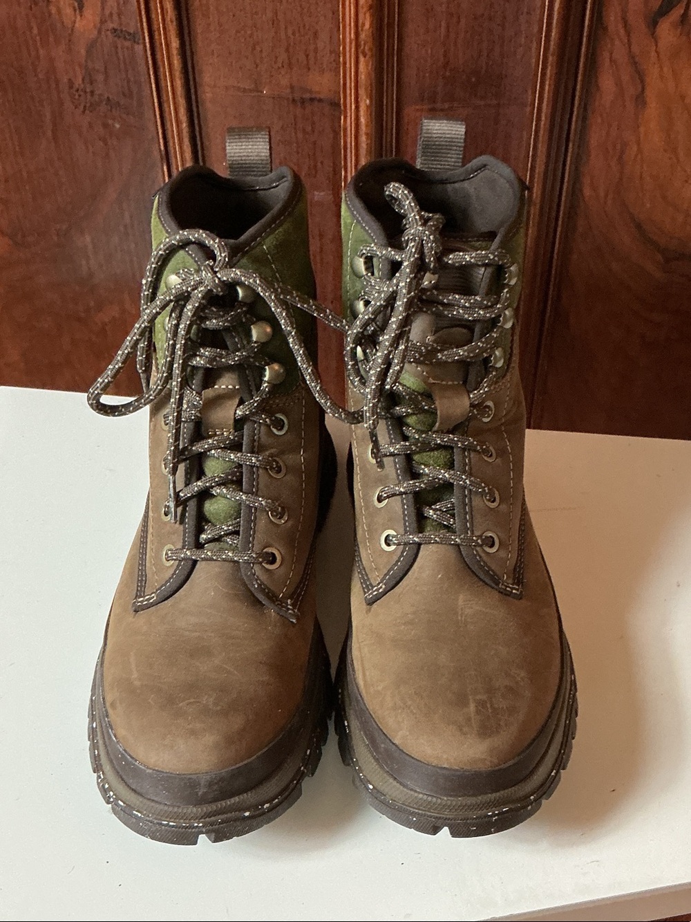 Ariat Brown and Green Lace-Up Hiking Boots
